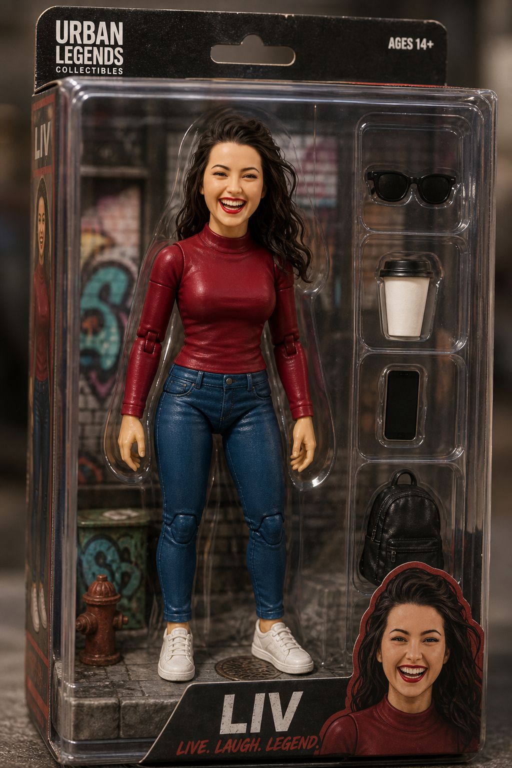 AI action figure style photo transformation example